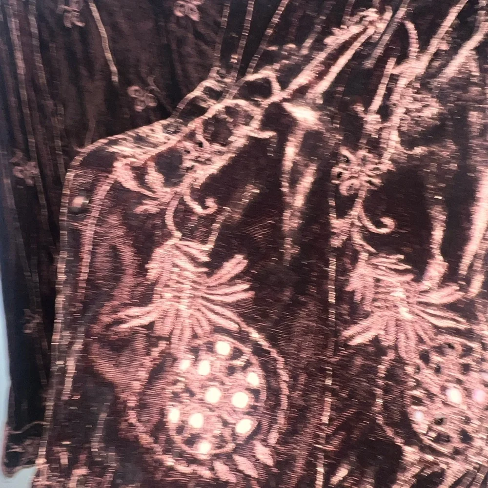ECI Rich Brown Velvet Shirt with Floral Embroidery - Picture 9 of 10